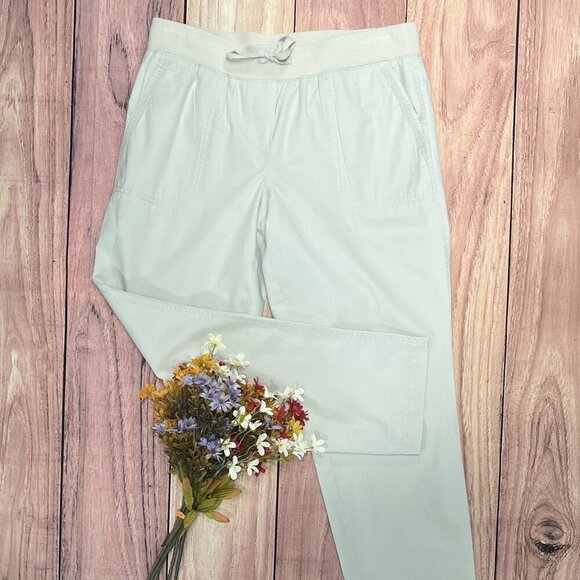Talbots Beige Straight Leg Elastic Waist Ankle Pants BD1024, Size: 6P - Picture 1 of 7